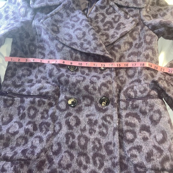 Kate Spade Womens Sz 12 new York Purple Brushed Leopard Peacoat Coat Soft 226 - Picture 10 of 13